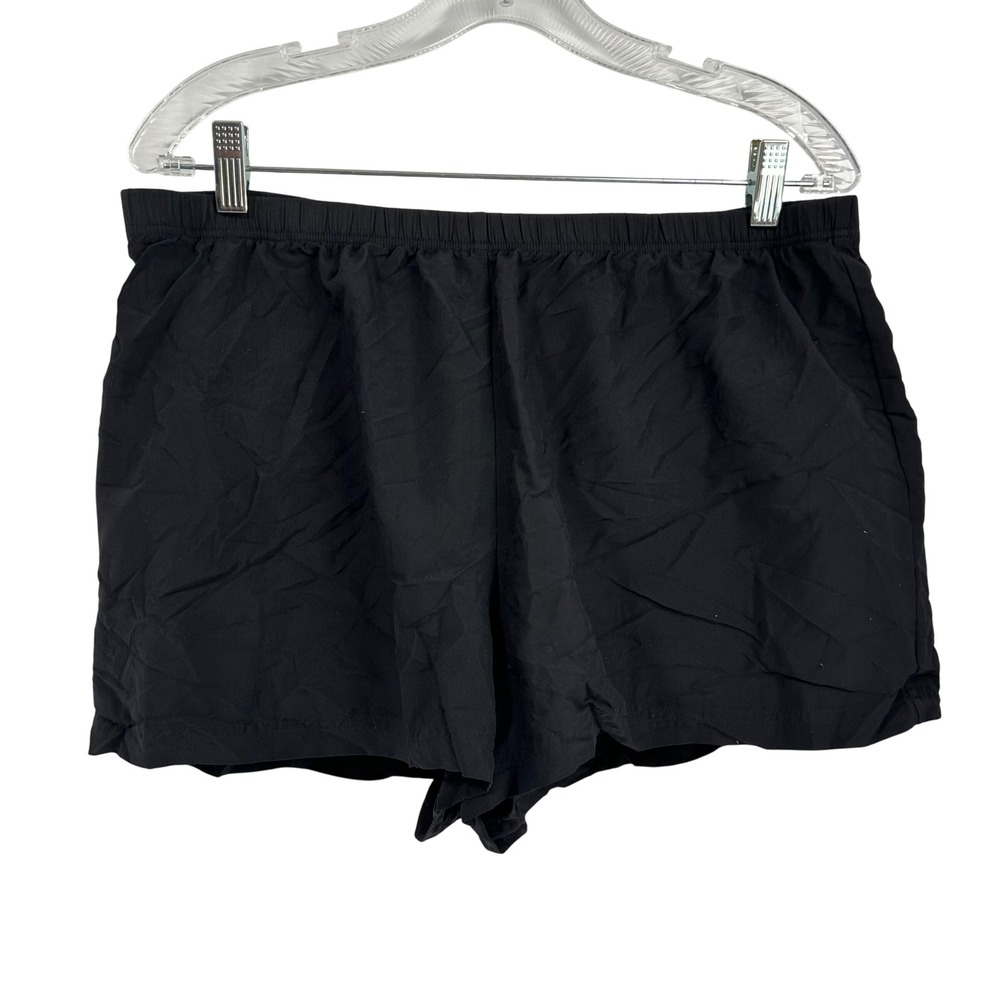 Lands‎ End Womens Black Swim Board Shorts Size 16 Elastic Waist Built-in Liner